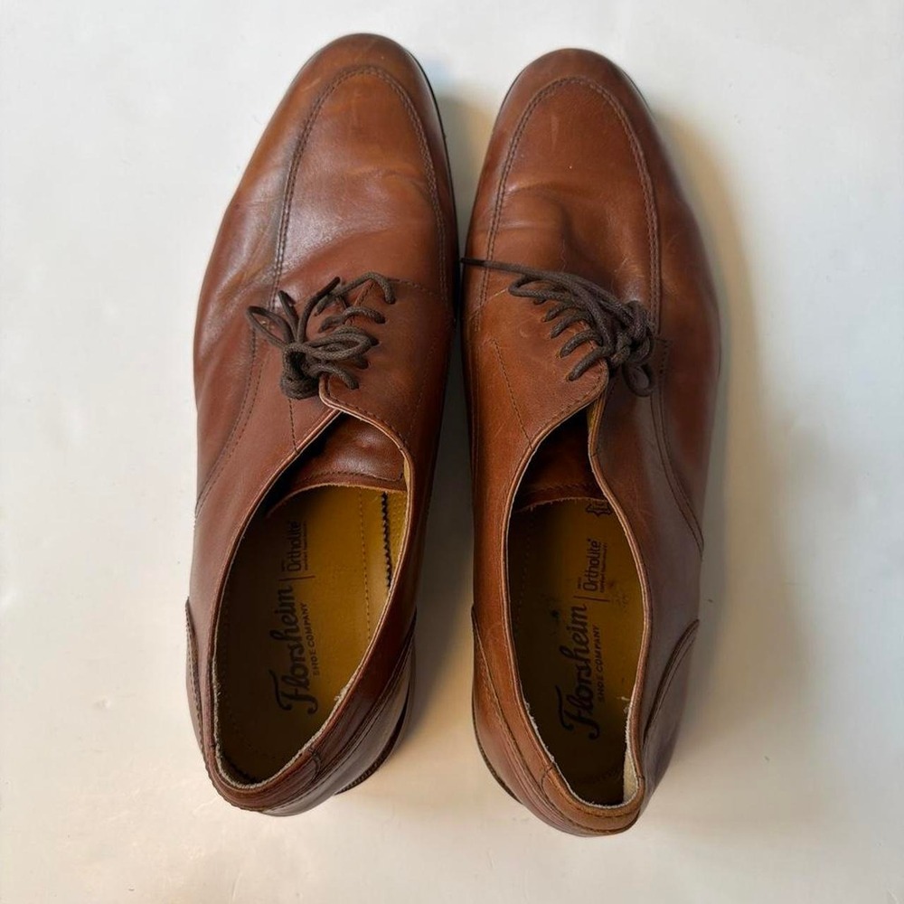 Florsheim Mens Brown Leather Apron Toe Dress Shoes 12162-221 Size 11.5 D